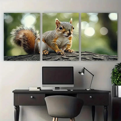3pcs Cute Squirrel Woodland Wildlife Design Metal Print Ready to Hang Art
