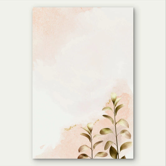 Minimalist Gold Foliage and Blush Watercolour 40x60cm Metal Print Ready to Hang