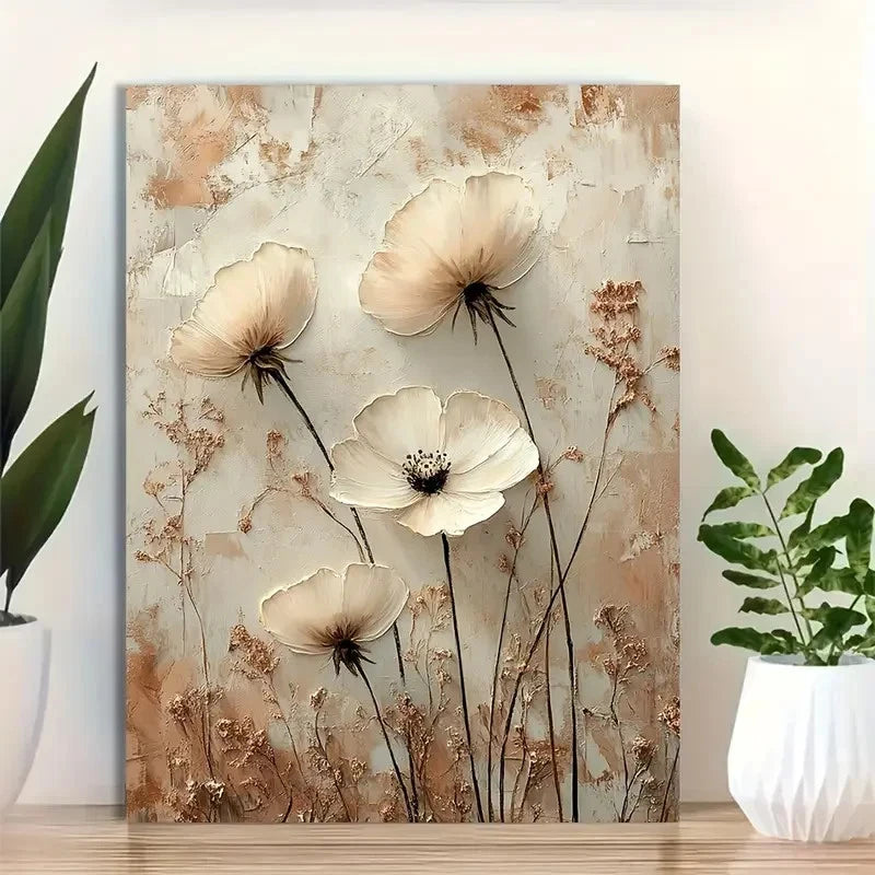 Beautiful Textured Beige Background Elegant Painting 40x60cm Metal Print Ready to Hang