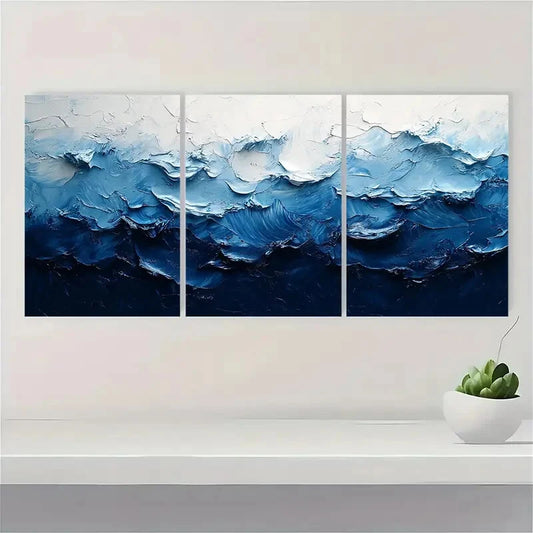 3pcs Acrylic Black and White Abstract Painting Metal Print Ready to Hang Art