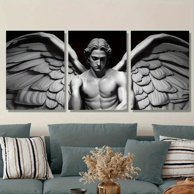 3pcs Angel Wings Classic Mythology Feather Metal Print Ready to Hang Art
