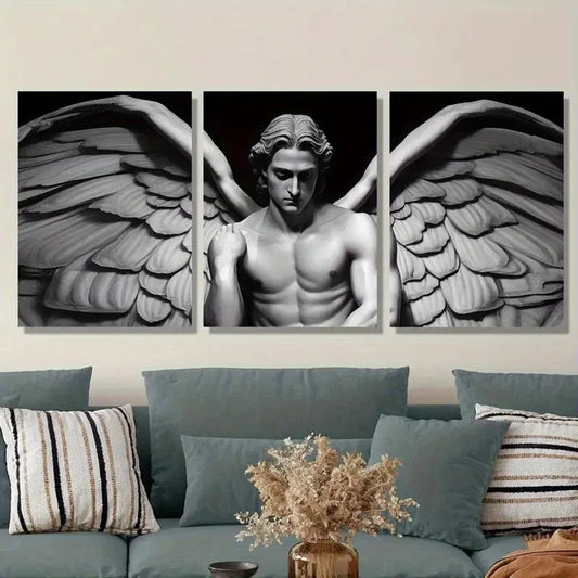 3pcs Angel Wings Classic Mythology Feather Metal Print Ready to Hang Art