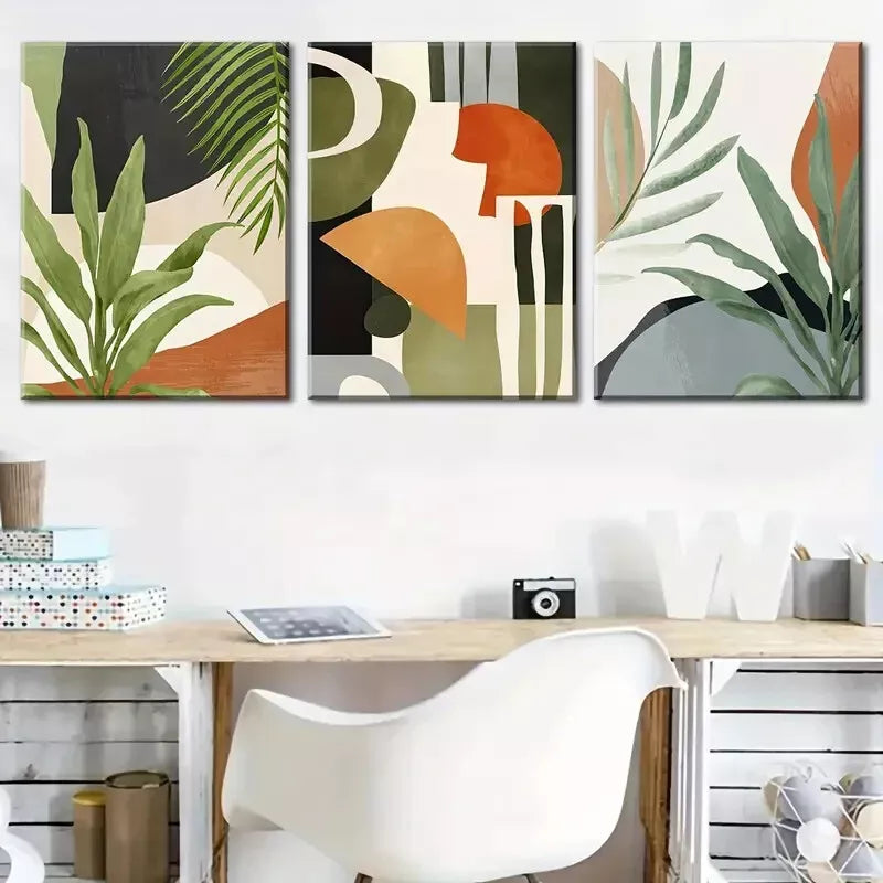 3pcs Tropical Plant  Wall Art Set Canvas Framed 50x70cm - High Quality Print 100% Australian Made Wall Canvas Ready to Hang - Bella Home Decor