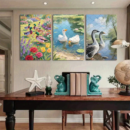 3pcs Painting Color Duck Nature Metal Print Ready to Hang Art
