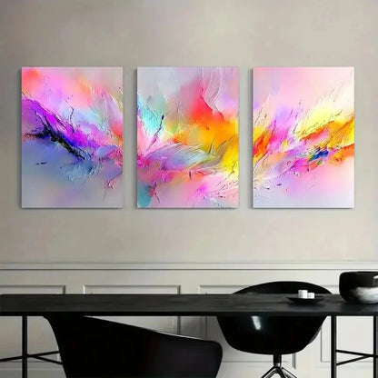 3pcs Abstract Colorful Digital Art Background Metal Print Ready to Hang Art