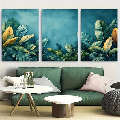 3pcs Casa Azul Tropical Plants Watercolor Metal Print Ready to Hang Art