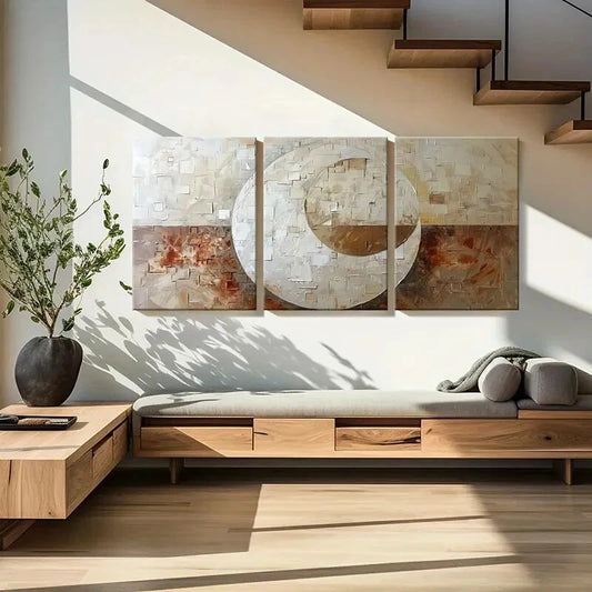 3pcs Abstract Art Geometric DesignTextured Surface Metal Print Ready to Hang Art