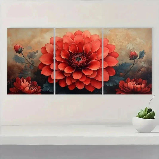 3pcs Chrysanthemum Flower Nature Perfect Wall Art Set Canvas Framed 40x60cm - High Quality Print 100% Australian Made Wall Canvas Ready to Hang