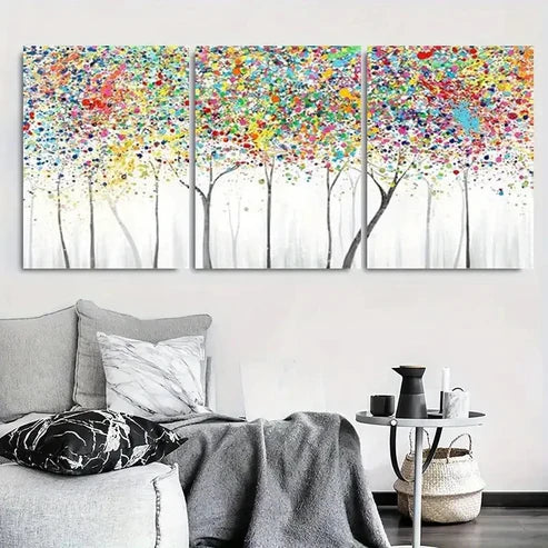 3pcs Abstract Colorful Forest Tree Wall Art Set Canvas Unframed - High Quality Print 100% Australian Made Wall Canvas