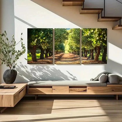 3pcs Serene Pathway Lush Greenery Warm Sunlight  Wall Art Set Canvas Framed 40x60cm - High Quality Print 100% Australian Made Wall Canvas Ready to Hang