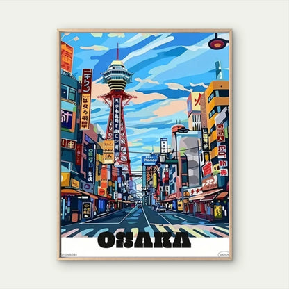 Osaka Japan Modern Japanese Architecture Travel Poster Print Wall Art