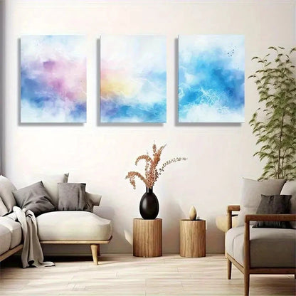 3pcs Soft Abstract Cloud Dreamy Watercolor Metal Print Ready to Hang Art