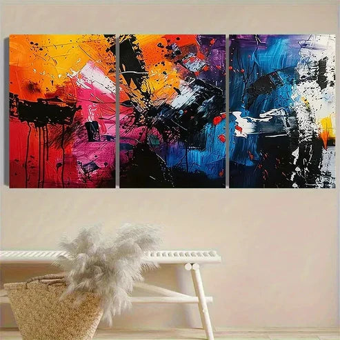 3pcs Colorful Abstract Expressionist Wall Art Set Canvas Unframed - High Quality Print 100% Australian Made Wall Canvas