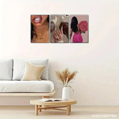 3pcs Aesthetics Fashion Luxury Art Poster Abstract Metal Print Ready to Hang