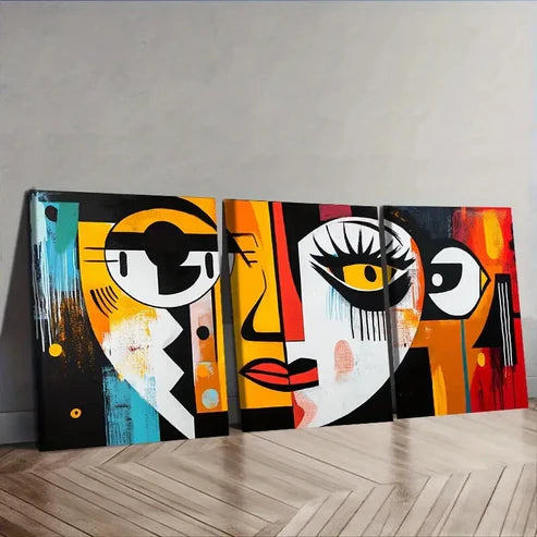 3pcs Abstract Face Canvas Wall Art Set Canvas Unframed - High Quality Print 100% Australian Made Wall Canvas