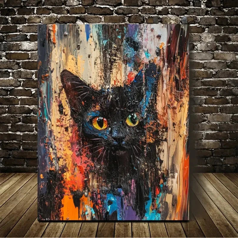 Beautiful Abstract Art Manx Kitten Painting 40x60cm Metal Print Ready to Hang