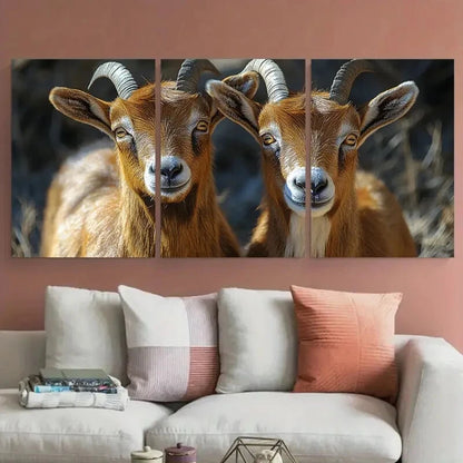 3pcs Rustic Goat Landscape Vivid Wildlife Metal Print Ready to Hang Art