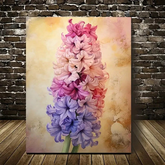 Vibrant Hyacinth Colorful Painting 40x60cm Metal Print Ready to Hang