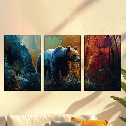 3pcs Bear in Forest Wall Art Canvas Unframed - High Quality Print 100% Australian Made Wall Canvas