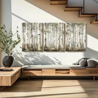 3pcs Watercolor Forest Art Birch Trees Nature SceneMetal Print Ready to Hang Art