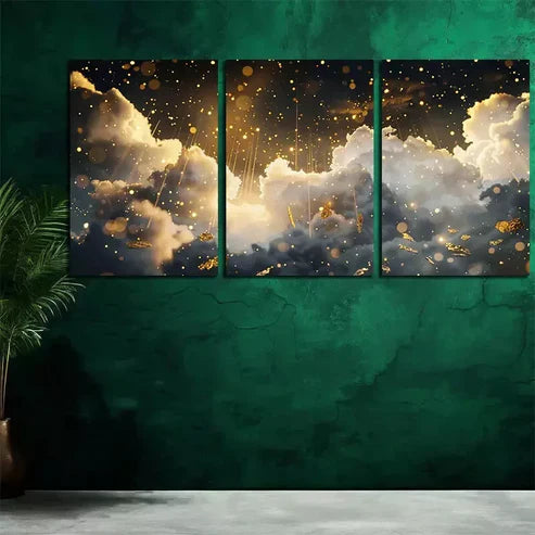 3pcs Celestial Clouds Art Canvas Framed 60x90cm - High Quality Print 100% Australian Made Wall Canvas Ready to Hang