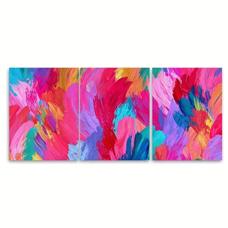 3pcs Vibrant Abstract Painting Colorful Wall Art Set Canvas Framed 60x90cm - High Quality Print 100% Australian Made Wall Canvas Ready to Hang