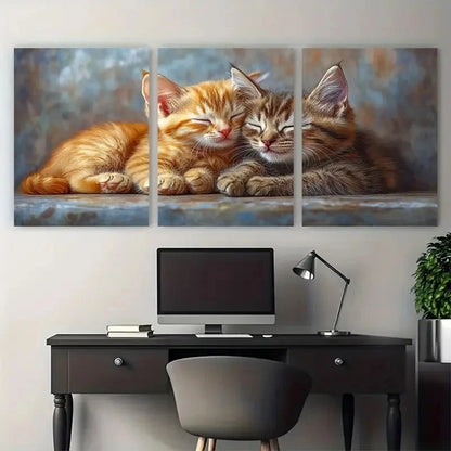 3pcs Cute Cartoon Dog Cat Best Friends Design Metal Print Ready to Hang Art