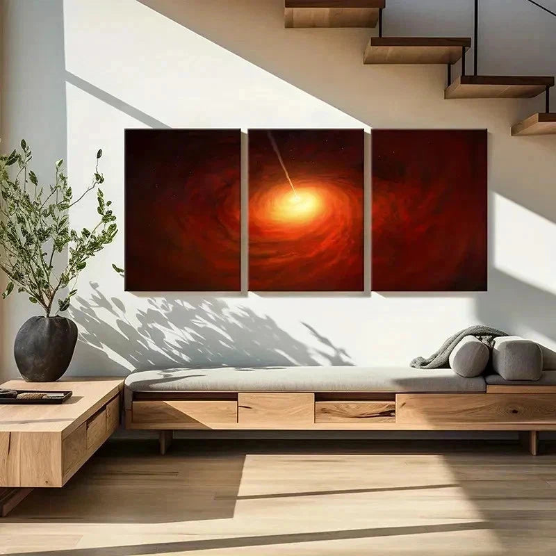 3pcs Universe Black Hole Vortex Modern Wall Art Set Canvas Framed 40x60cm - High Quality Print 100% Australian Made Wall Canvas Ready to Hang