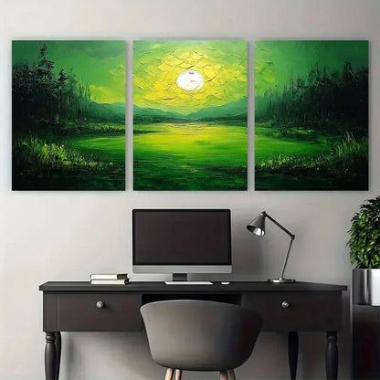 3pcs Modern Golf Sports Green Illustration Metal Print Ready to Hang Art