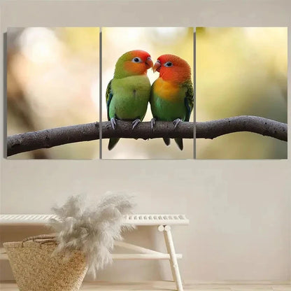 3pcs Lovebirds Wall Art Set Canvas Framed 50x70cm - High Quality Print 100% Australian Made Wall Canvas Ready to Hang