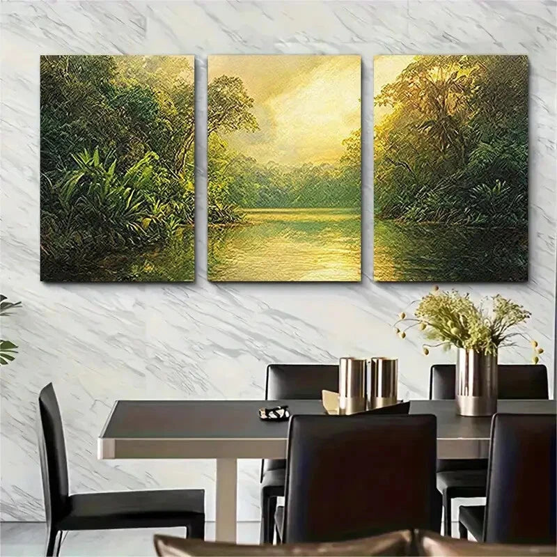 3pcs Vivid Brazilian Adventure Greenery & Serene Metal Print Ready to Hang Art