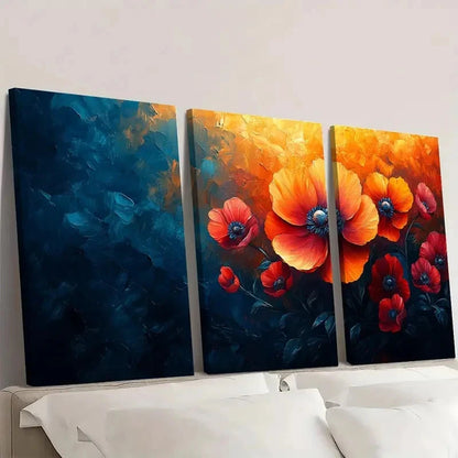 3pcs  Vivid Flower Print Abstract Floral PL  Wall Art Set Canvas Framed 40x60cm - High Quality Print 100% Australian Made Wall Canvas Ready to Hang