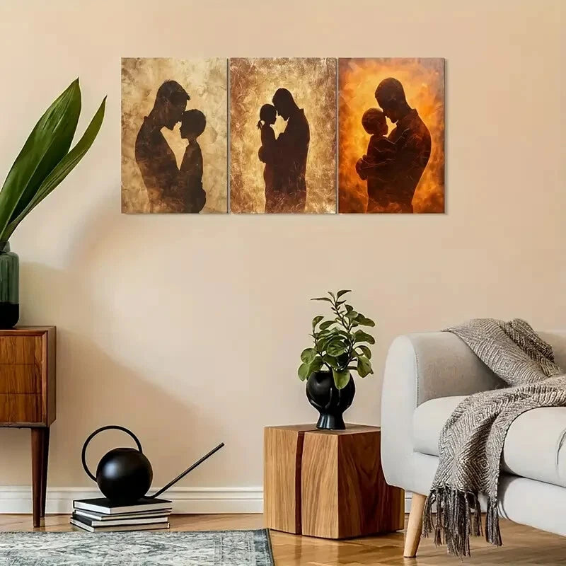 3pcs Vintage Father & Son Silhouette Metal Print Ready to Hang Art