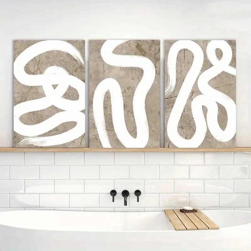 3pcs Painting Abstract Shapes Printing Metal Print Ready to Hang Art