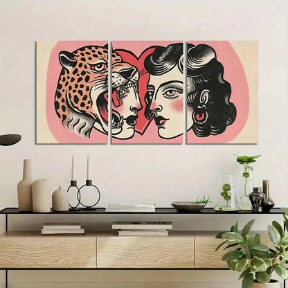 3pcs Vintage American Traditional Tattoo Flash Metal Print Ready to Hang Art