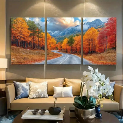 3pcs Blue Ridge Parkway Mountain in Autumn Design Metal Print Ready to Hang Art