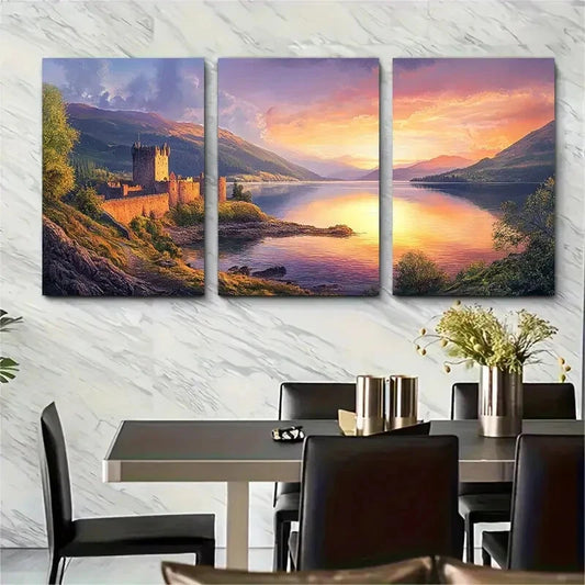 3pcs Loch Ness and Urquhart Castle Metal Print Ready to Hang Art