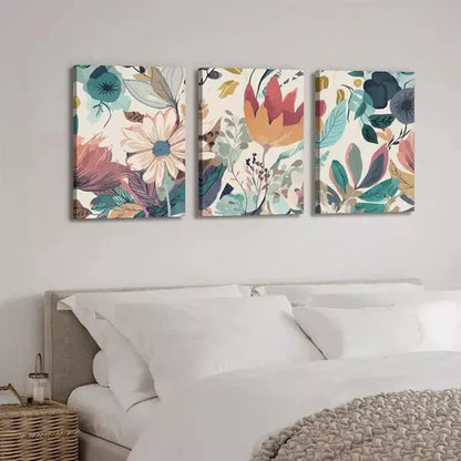 3pcs Botanical Colorful Flower Canvas Framed 60x90cm - High Quality Print 100% Australian Made Wall Canvas Ready to Hang