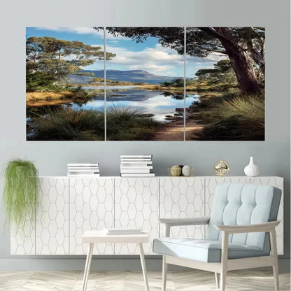 3pcs Tasmania Wilderness Reserve Australia Wall Art Set Canvas Framed 60x90cm - High Quality Print 100% Australian Made Wall Canvas Ready to Hang