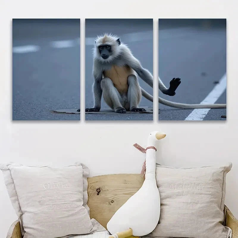 3pcs Monkey Side Metal Print Ready to Hang Art