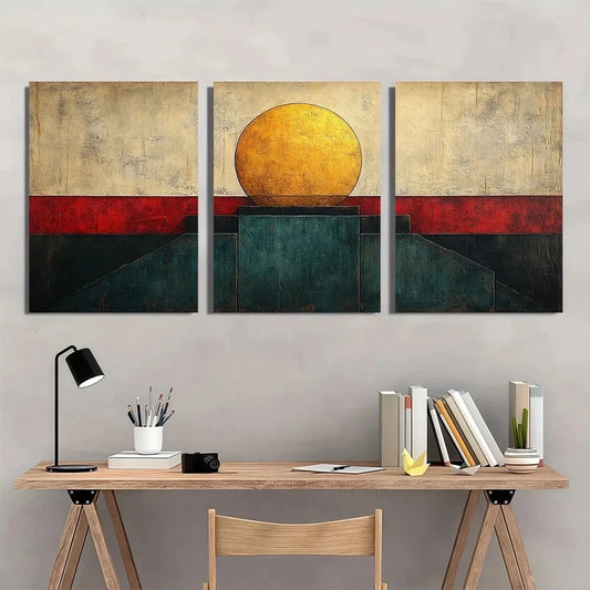 3pcs Modern Abstract Geometric Blocks Metal Print Ready to Hang Art