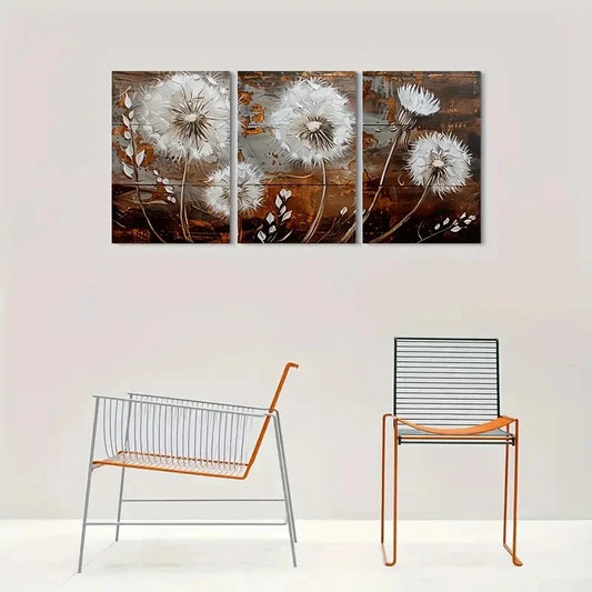 3pcs Modern Abstract Dandelion Wall Art Set Canvas Framed 40x60cm - High Quality Print 100% Australian Made Wall Canvas Ready to Hang