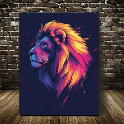 Beautiful Modern Abstract Lion Painting 40x60cm Metal Print Ready to Hang