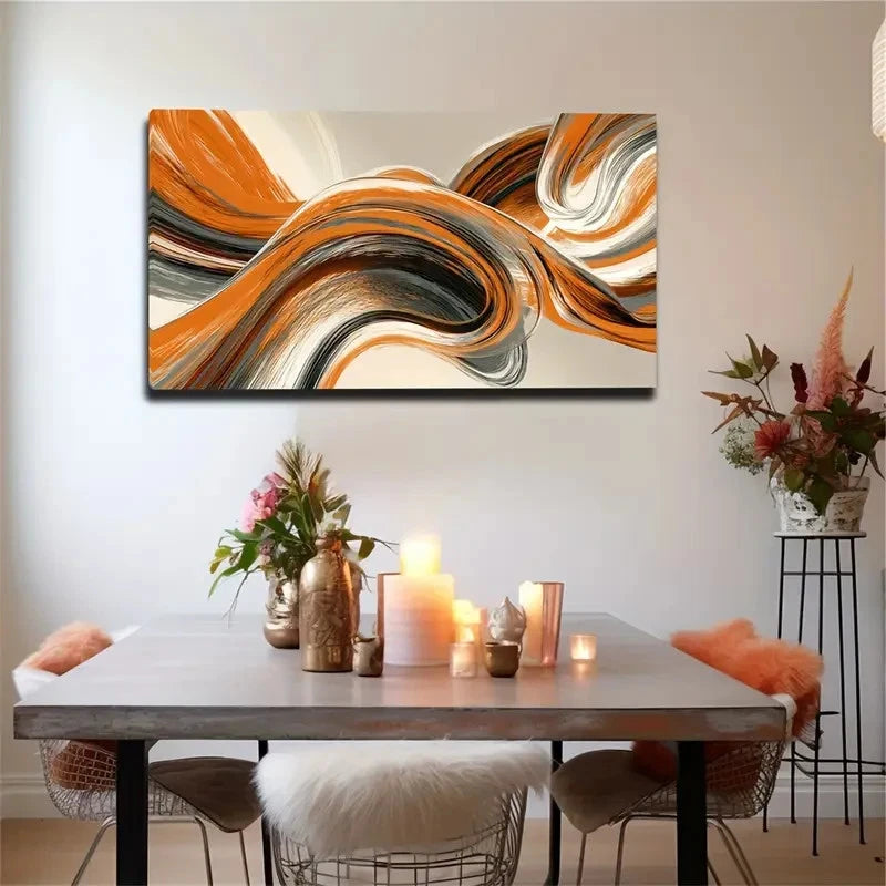 Minimalist Orange Black White G Wall Art Canvas Office Home Room Framed 120x60cm