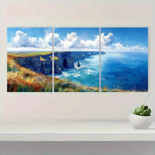 3pcs m Ireland Painting Cliffs of Moher Watercolor Metal Print Ready to Hang Art