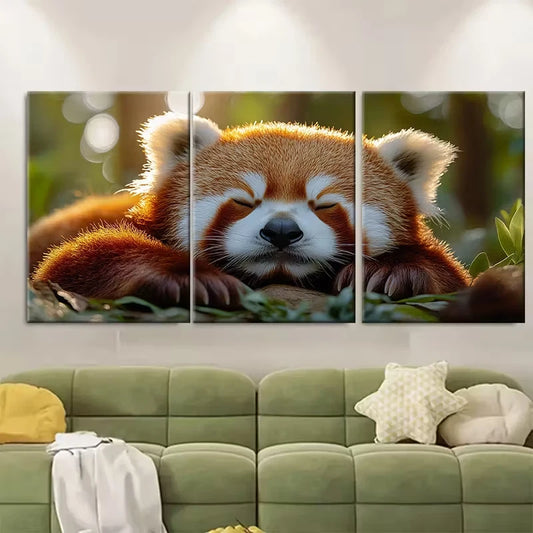 3pcs Sleepy Red Panda Metal Print Ready to Hang Art