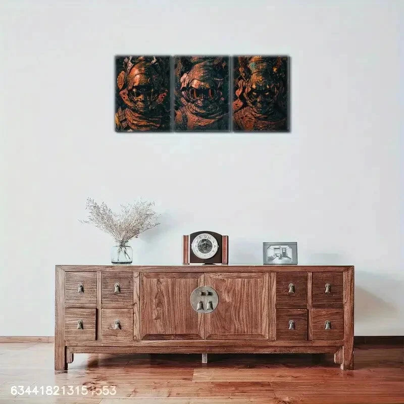 3pcs Horror Dramatic Skulls & Ornate Details Metal Print Ready to Hang Art