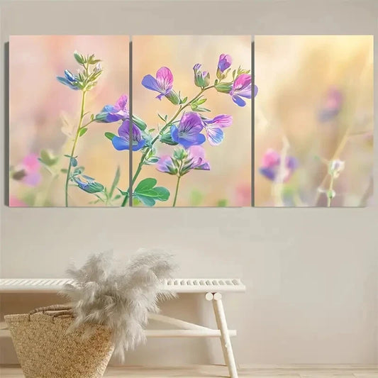 3pcs Vibrant Alfalfa Flower Illustration Metal Print Ready to Hang Art