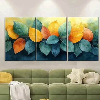 3pcs Autumn Green Yellow RI Wall Art Set Canvas Framed 60x90cm - High Quality Print 100% Australian Made Wall Canvas Ready to Hang
