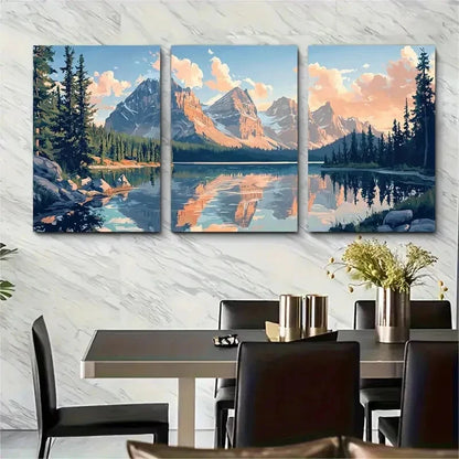 3pcs Banff National Park Landscape Poster Metal Print Ready to Hang Art